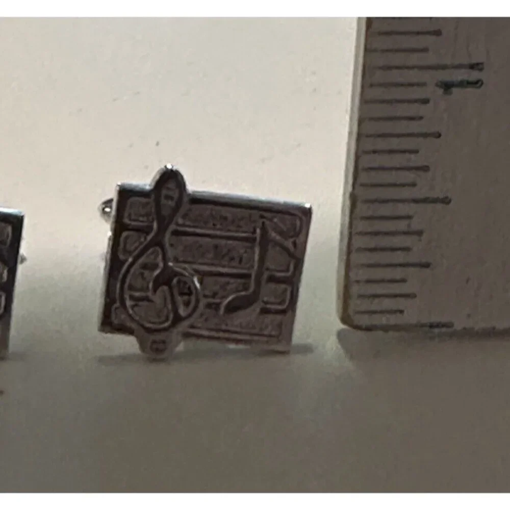 Silver Tone Cufflinks Cuff Link Music Score Notes Musician Wedding Formal